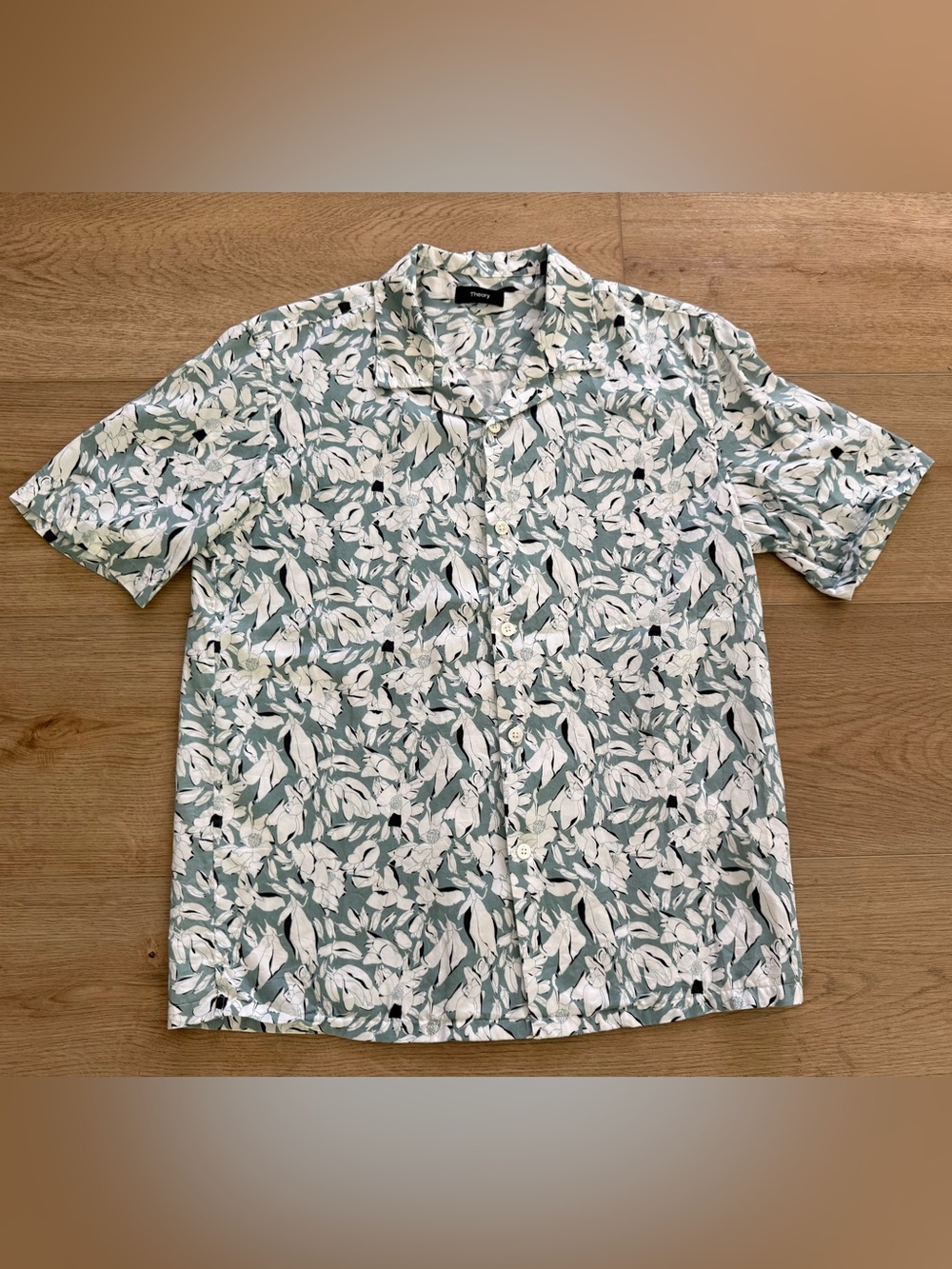 Theory Daze Tossed Floral Lyocell Camp Collar Shirt Men’s M